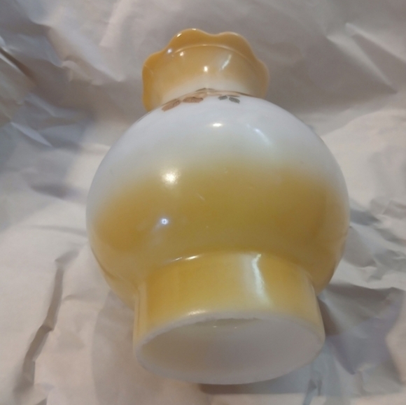 Vintage Milk Glass Hurricane Lamp Shade Ombre | Floral Amber | Romantic Cottage - Picture 6 of 16